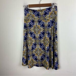 Stitch Fix Colette Navy Blue Yellow Paisley Soft Skirt Size‎ Small NWT Casual